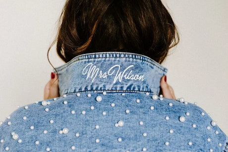 Personalised Pearl Denim Jacket I'm Getting Married.