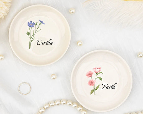 Wedding Ring  Bowl with Flowers and Personalised I'm Getting Married.