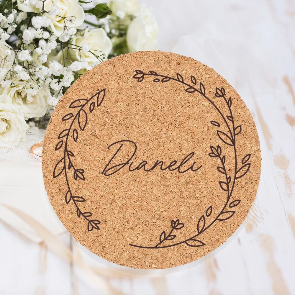 Personalised Round Cork Coaster Place Cards - Set of 10 I'm Getting Married.