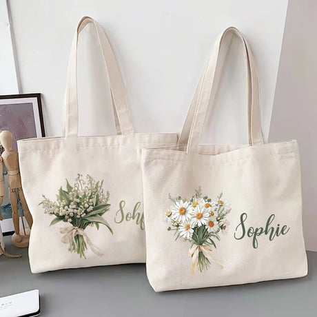 Personalised Birth Flower Tote Bag I'm Getting Married.