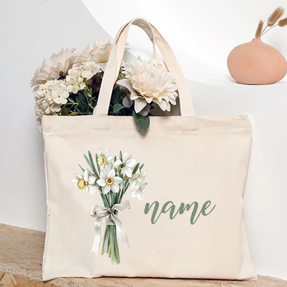 Personalised Birth Flower Tote Bag I'm Getting Married.