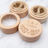 Personalised Wooden Wedding Ring Box with Floral Accent I'm Getting Married.