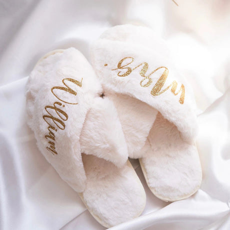 Personalised Fluffy Slippers for Bride & Bridesmaids I'm Getting Married.