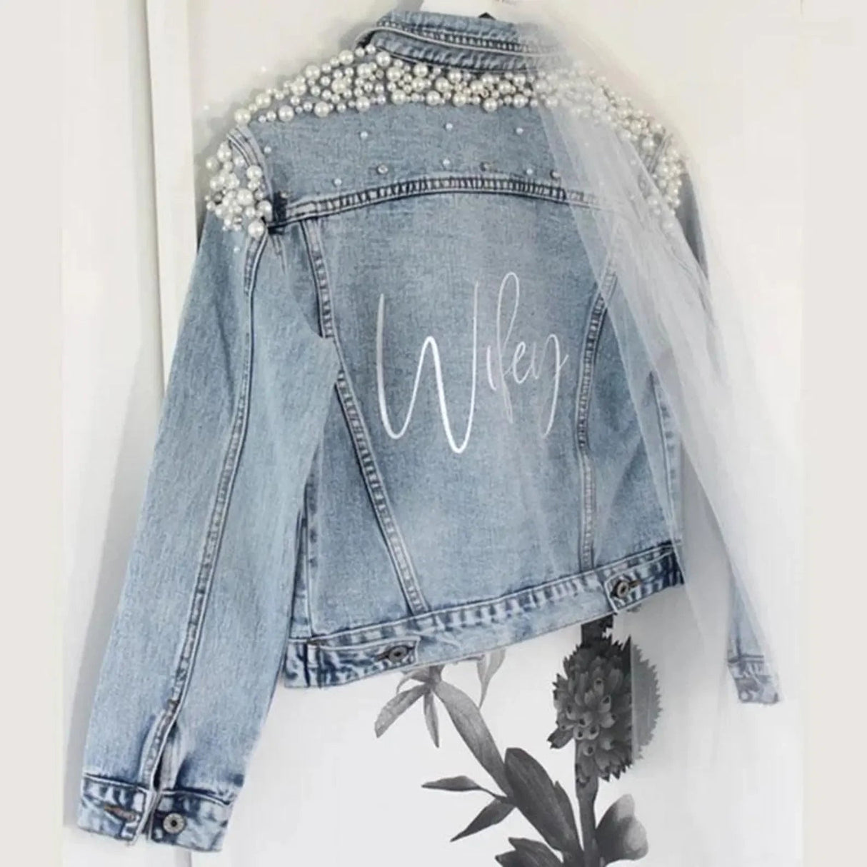 Personalised Luxe Peal Denim Jacket I'm Getting Married.