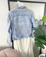 Personalised Luxe Peal Denim Jacket I'm Getting Married.