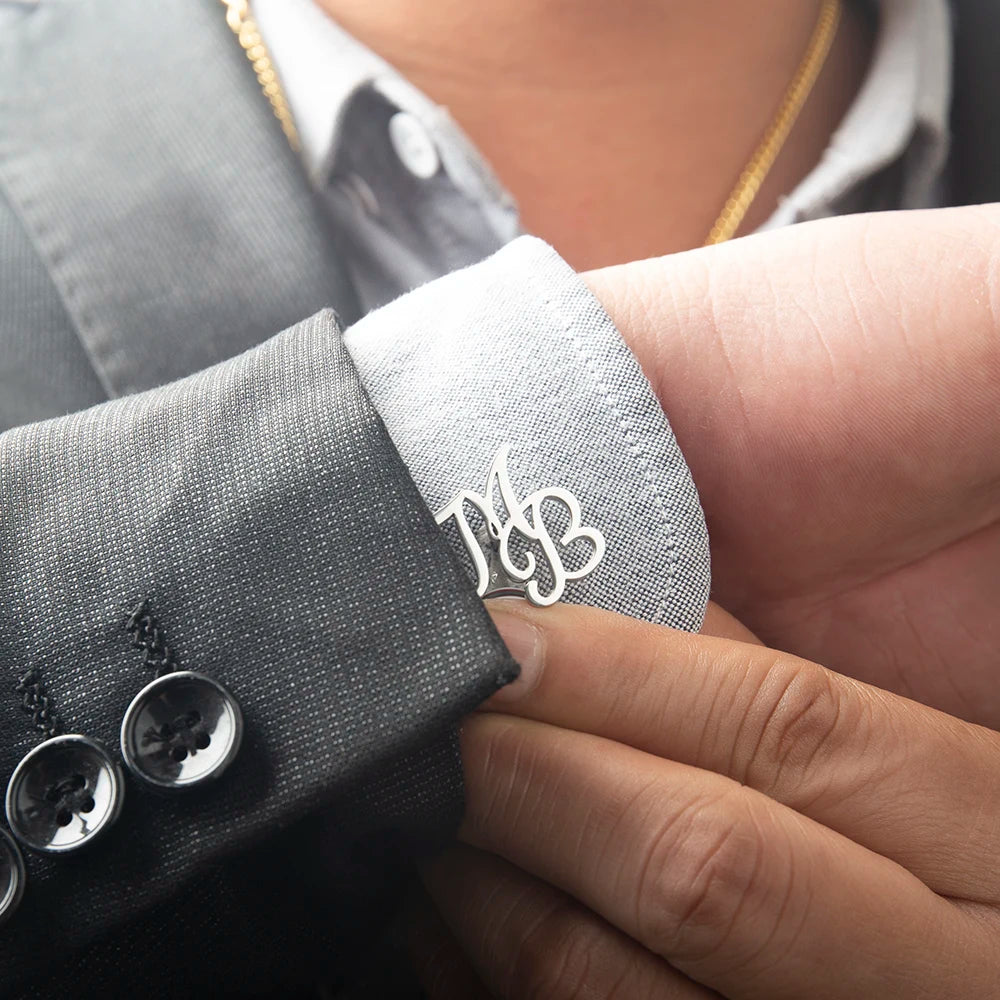 Personalised Stainless Steel Groom Initials Cufflinks