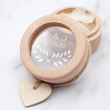 Personalised Wooden Wedding Ring Box with Floral Accent I'm Getting Married.