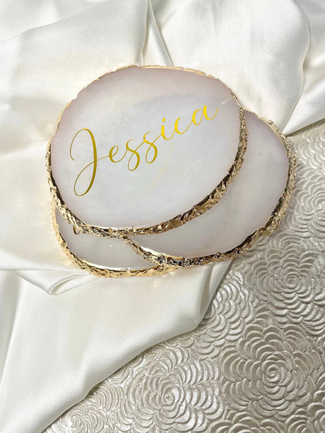 Personalised Resin Agate Coasters Place Cards I'm Getting Married.