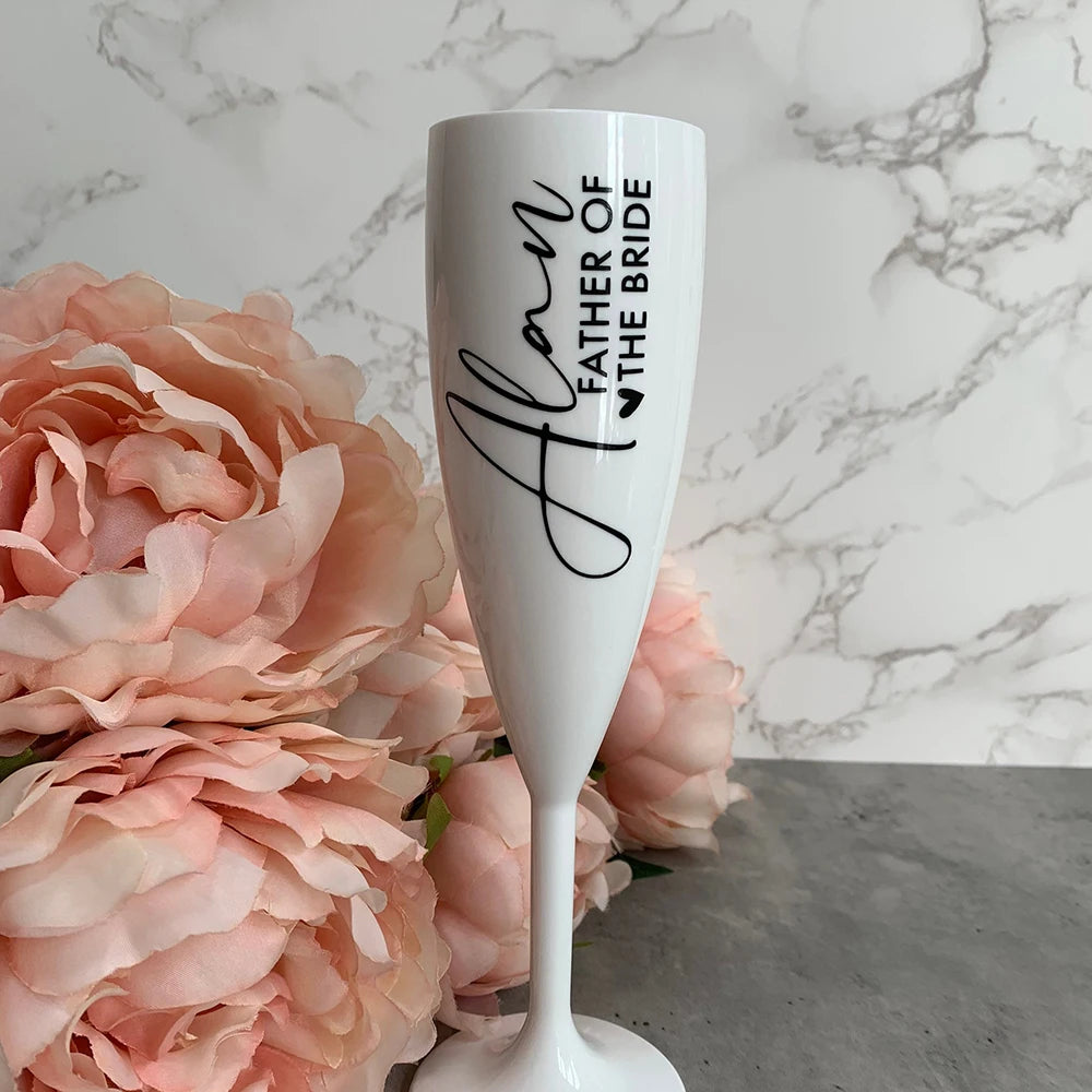 White Champagne Flute Personalised  - Bridal Party Gift
