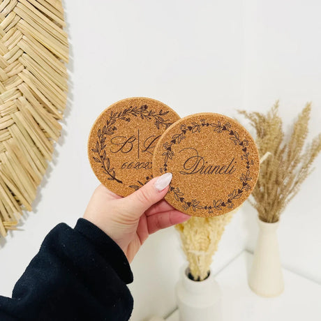 Personalised Round Cork Coaster Place Cards - Set of 10 I'm Getting Married.