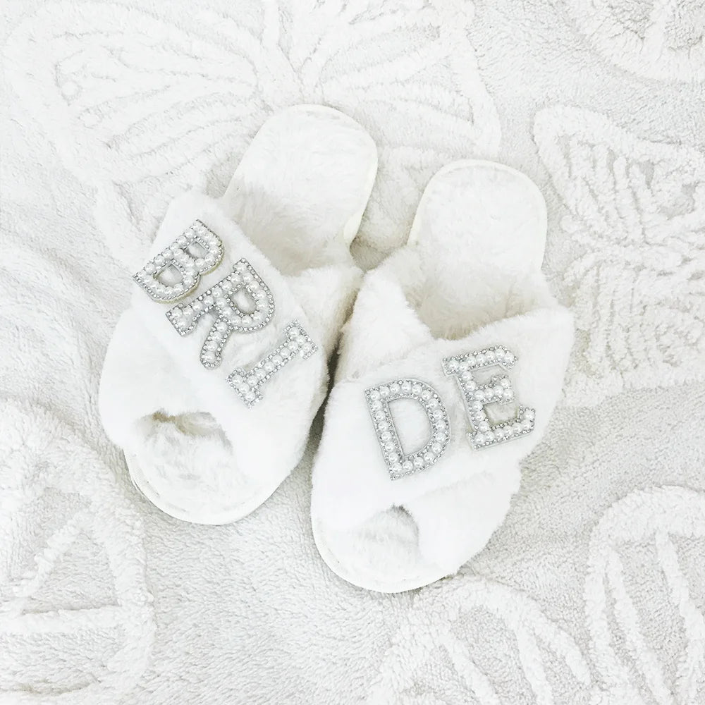 BRIDE Rhinestone Wedding Slippers - I'm Getting Married