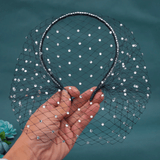 Charming Black & White Bridal Birdcage Veil Headband - I'm Getting Married