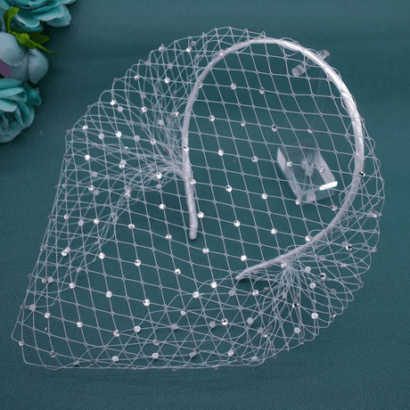 Charming Black & White Bridal Birdcage Veil Headband - I'm Getting Married