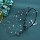 Charming Black & White Bridal Birdcage Veil Headband - I'm Getting Married