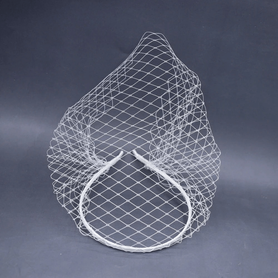 Charming Black & White Bridal Birdcage Veil Headband - I'm Getting Married
