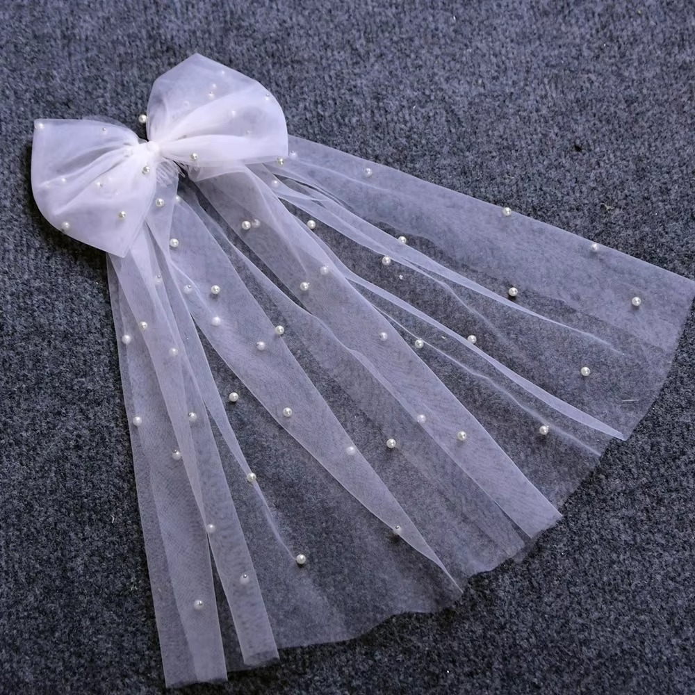 Elegant Mesh Bow Hair Clip for Bride I'm Getting Married.