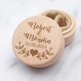 Personalised Wooden Wedding Ring Box with Floral Accent I'm Getting Married.