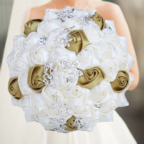 Elegant Cream Artificial Bridal Wedding Bouquet - I'm Getting Married