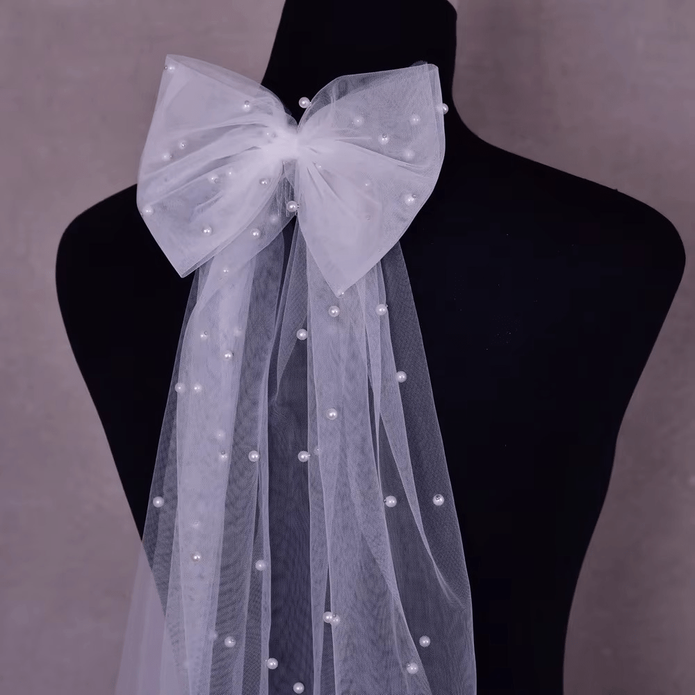Elegant Mesh Bow Hair Clip for Bride - I'm Getting Married