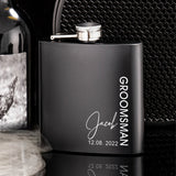 Engraved Best Men Black Hip Flask Set - I'm Getting Married