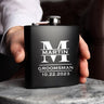 Engraved Best Men Black Hip Flask Set - I'm Getting Married