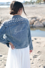 Personalised Luxe Peal Denim Jacket I'm Getting Married.