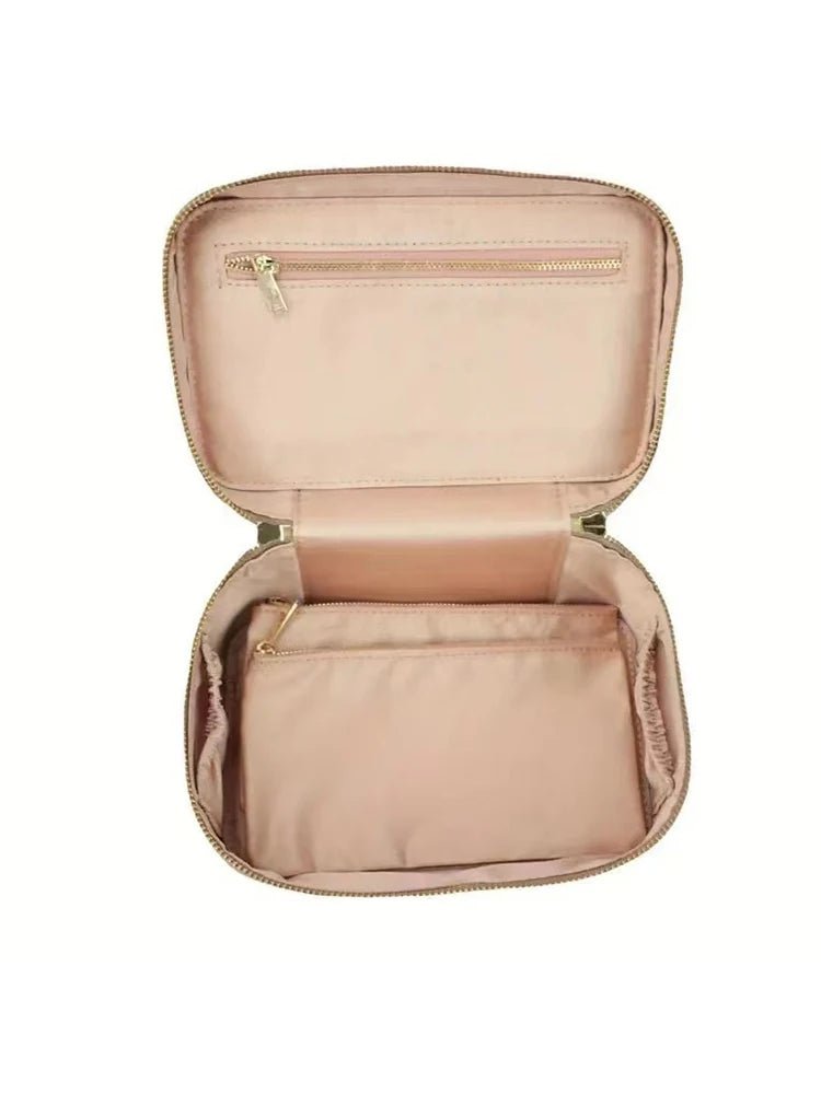Ladies Personalised Saffiano Split Leather Travel Toiletry Case Bag - On Trend - I'm Getting Married