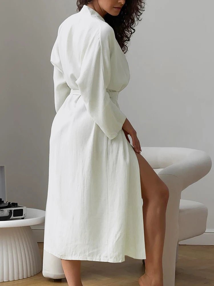 Long Sleeve Cotton Wedding White Robes - Perfect for Your Wedding Day! - I'm Getting Married