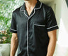 Men's Satin Pyjama Short Sleeve Set in Navy Blue or Black - I'm Getting Married