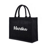 Personalised Black Jute Bridesmaid Tote Bag - I'm Getting Married