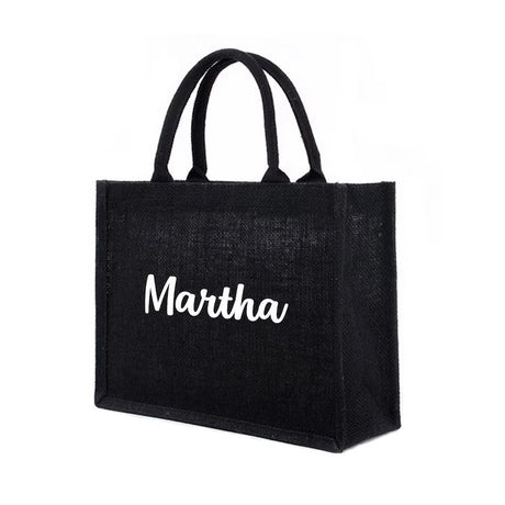 Personalised Black Jute Bridesmaid Tote Bag - I'm Getting Married