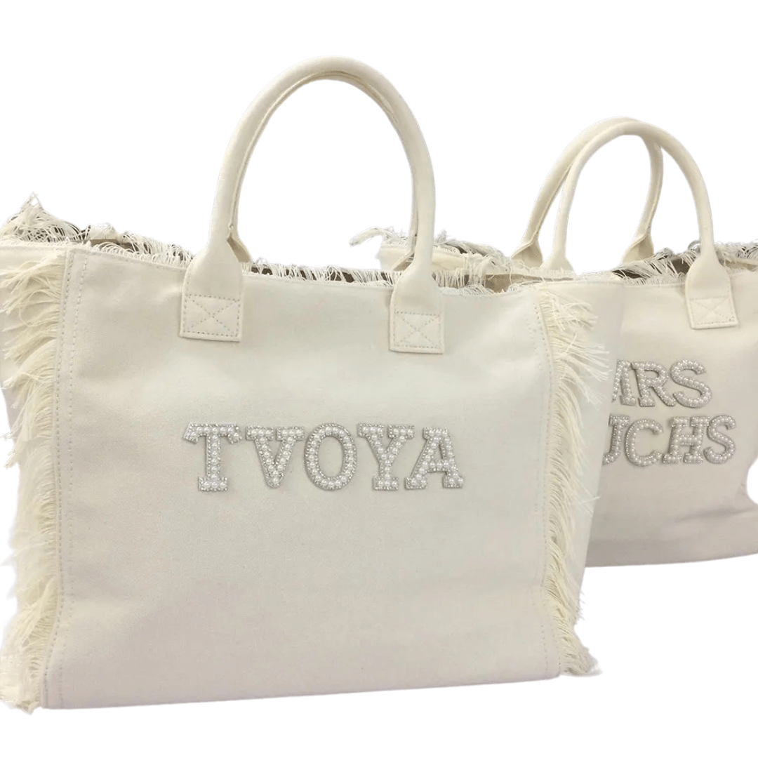 Personalised Bride Tote with Rhinestone Pearl Letters - I'm Getting Married