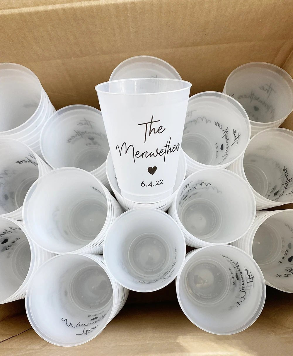 Personalised Frosted Shatterproof Wedding Party Cups 10Qty - I'm Getting Married