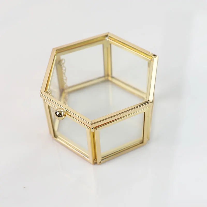 Personalised Glass Hexagon Bridal Ring Box - I'm Getting Married