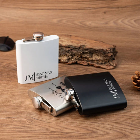 Personalised Groomsmen Hip Flask Set - I'm Getting Married