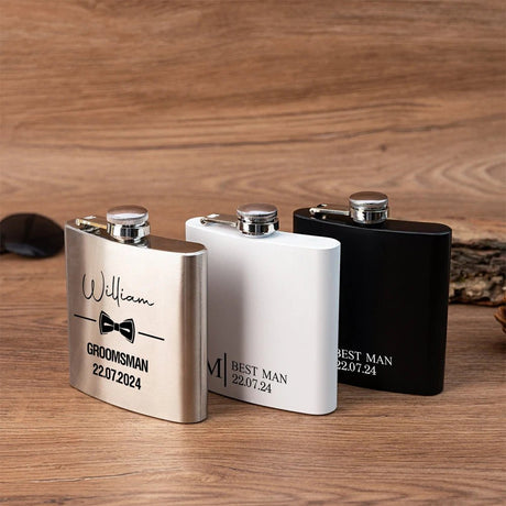 Personalised Groomsmen Hip Flask Set - I'm Getting Married