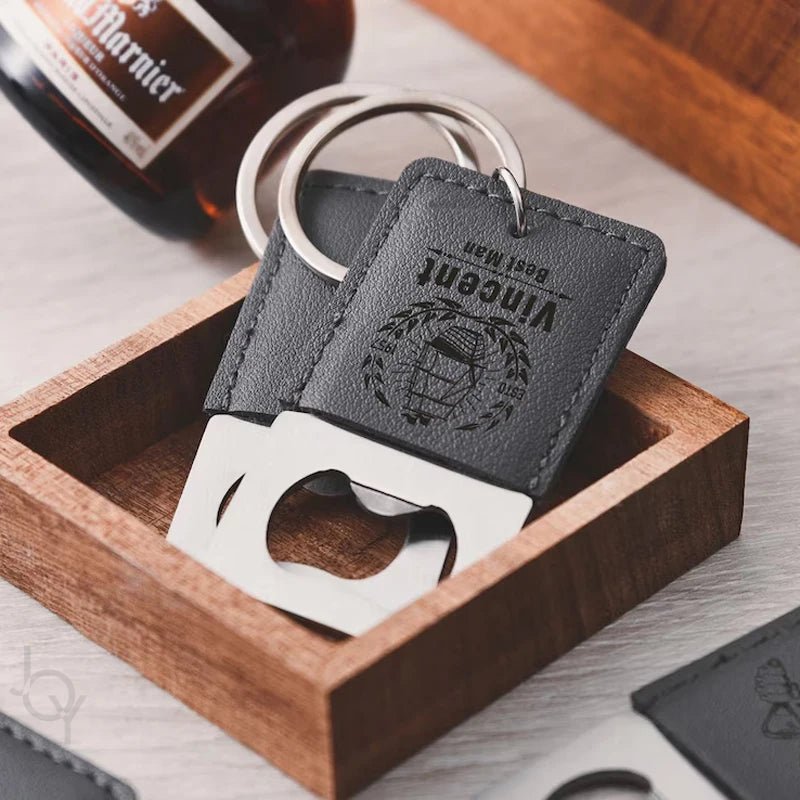 Personalised Groomsmen Leather Bottle Opener Keychain - I'm Getting Married