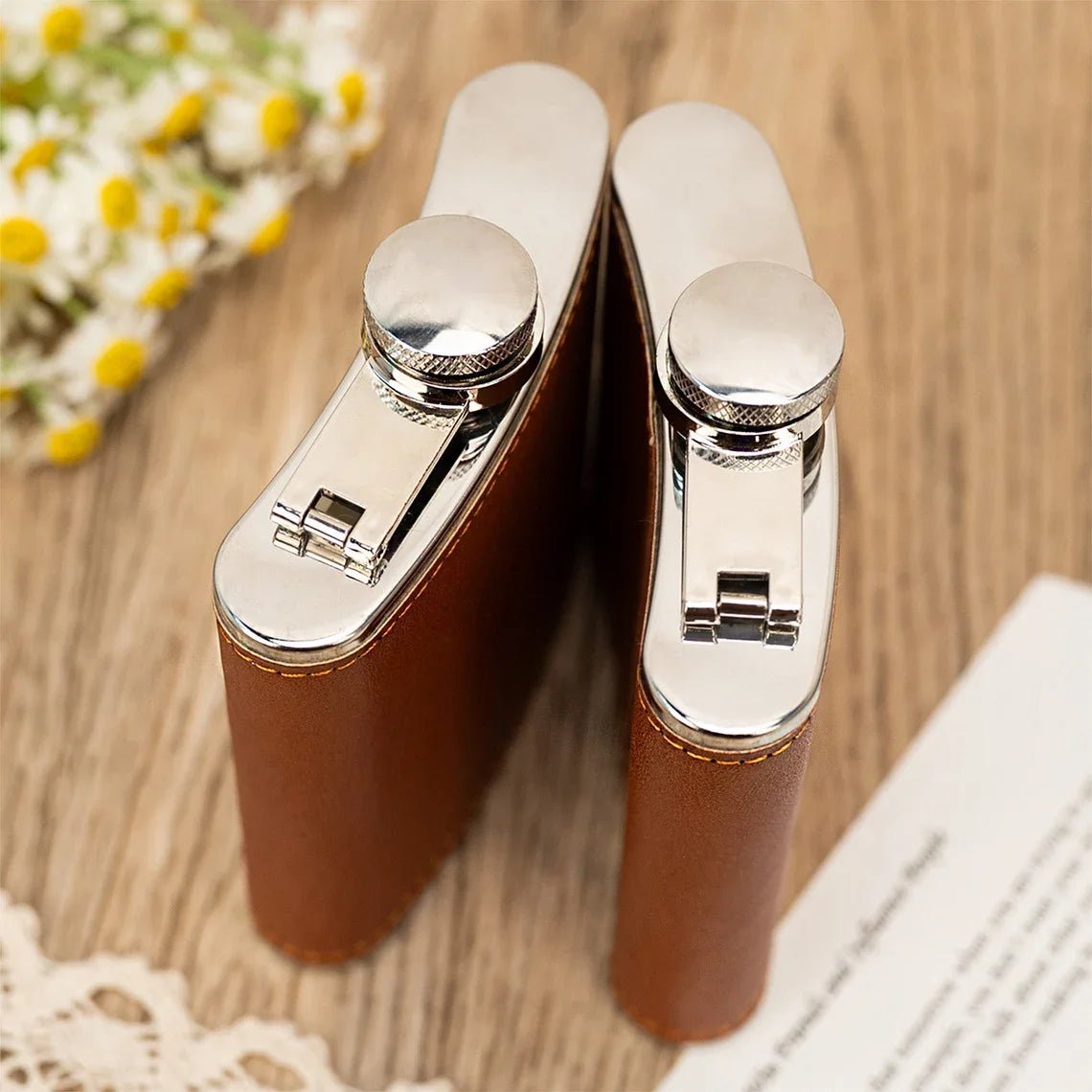 Personalised Groomsmen Leather Hip Flask Set - I'm Getting Married