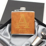 Personalised Groomsmen Leather Hip Flask Set - I'm Getting Married