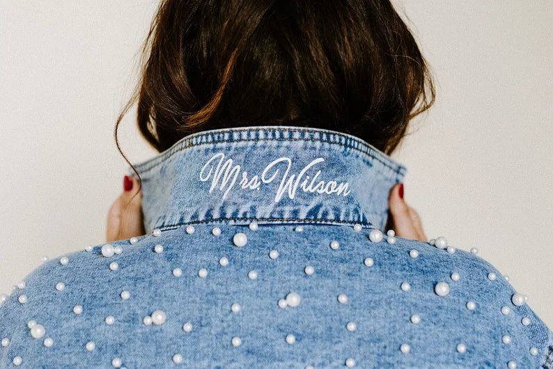 Personalised Pearl Denim Jacket - I'm Getting Married