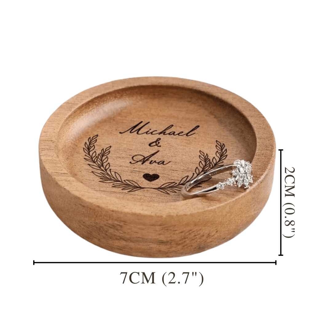Personalised Wooden Engagement Ring Holder – Custom Ring Dish & Jewellery Tray for Her - I'm Getting Married