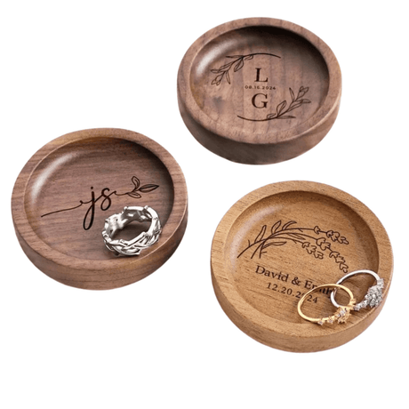 Personalised Wooden Engagement Ring Holder – Custom Ring Dish & Jewellery Tray for Her - I'm Getting Married