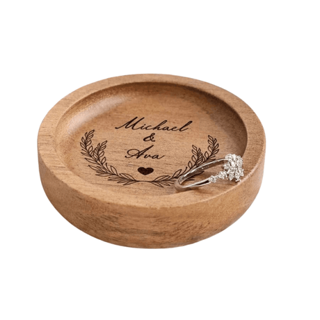 Personalised Wooden Engagement Ring Holder – Custom Ring Dish & Jewellery Tray for Her - I'm Getting Married