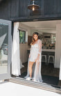 White Boudoir Pearl Robe Long Silk Robe for Wedding Day - I'm Getting Married