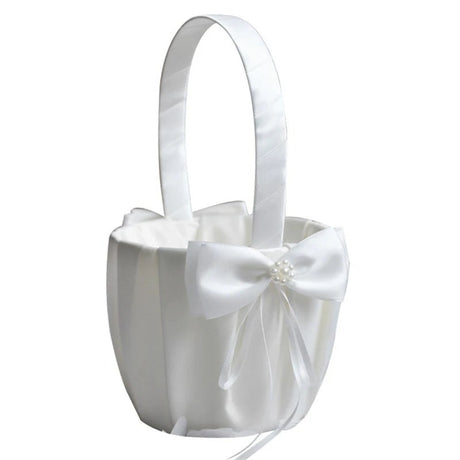 White Flower Girls Basket - Elegant Wedding Decor - I'm Getting Married