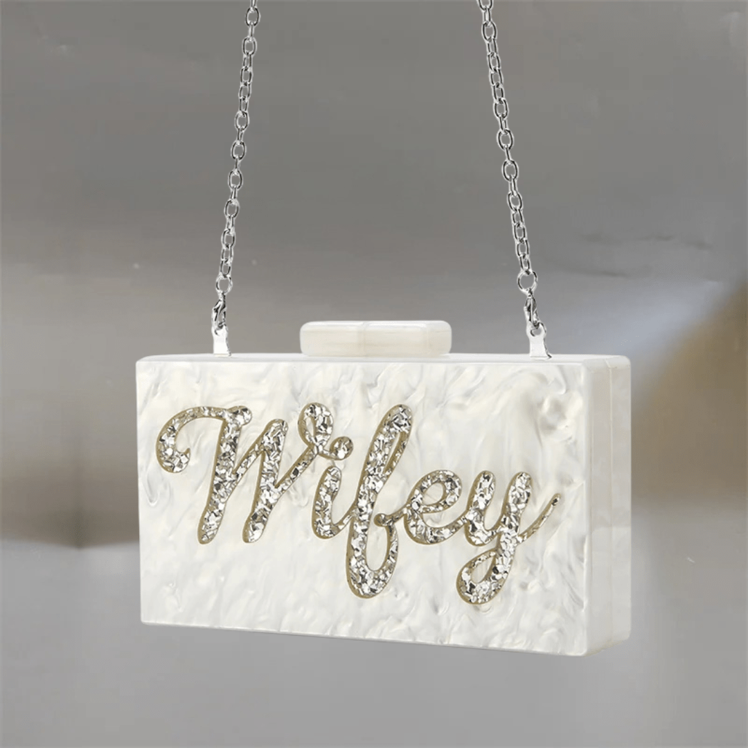 Wifey Vintage Acrylic Clutch – A Bridal Statement Piece - I'm Getting Married