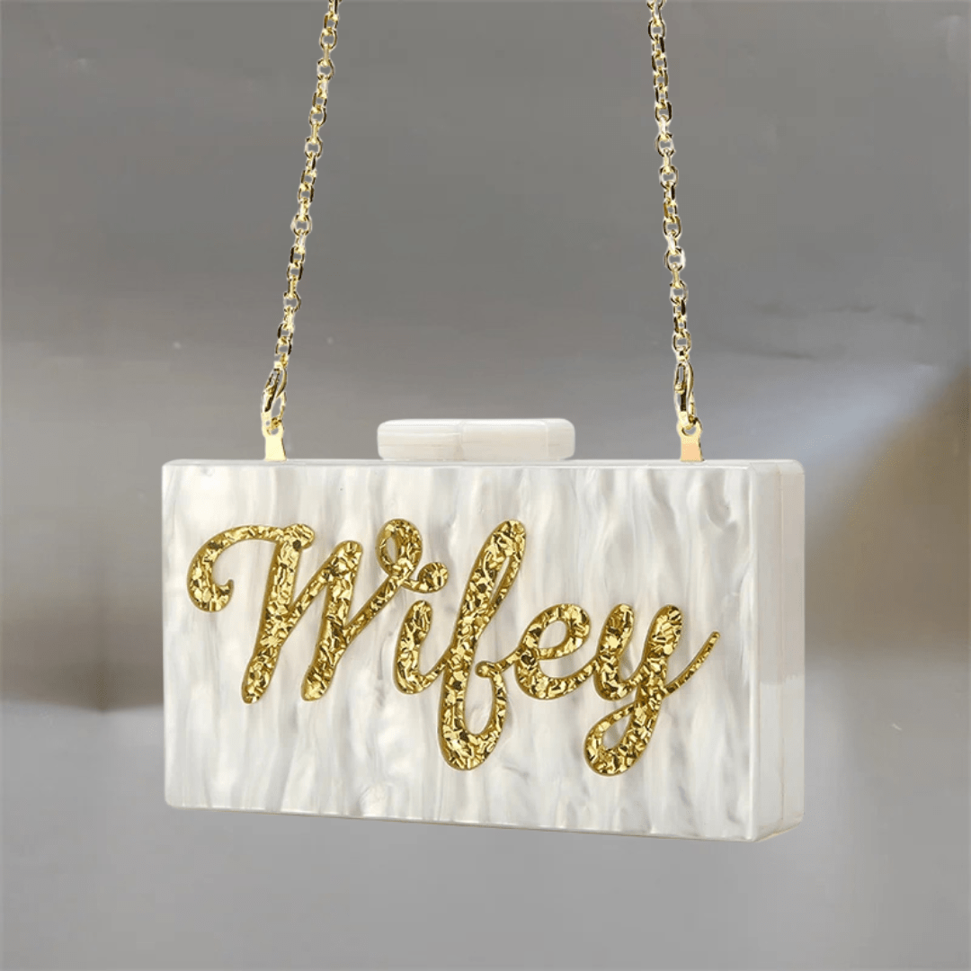 Wifey Vintage Acrylic Clutch – A Bridal Statement Piece - I'm Getting Married